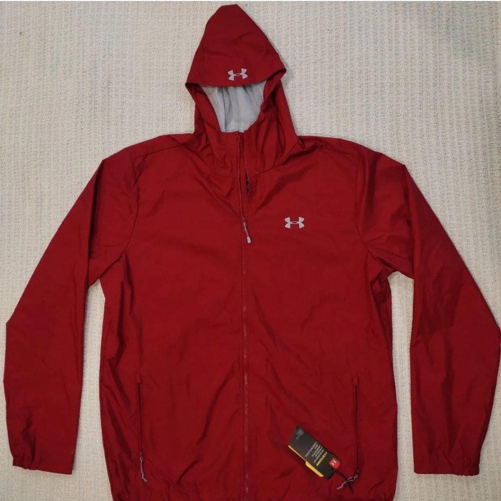 Under Armour Storm Windbreaker Jacket Water Resistant Full Zip Mens XL Red New